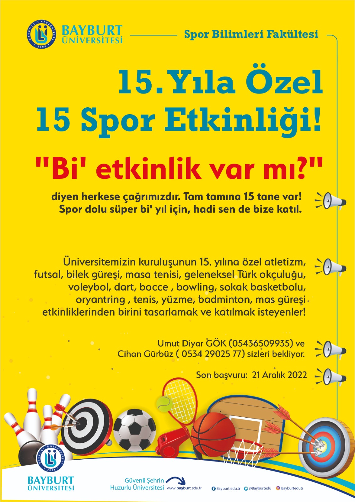 15. Yıla Özel 15 Spor Etkinliği