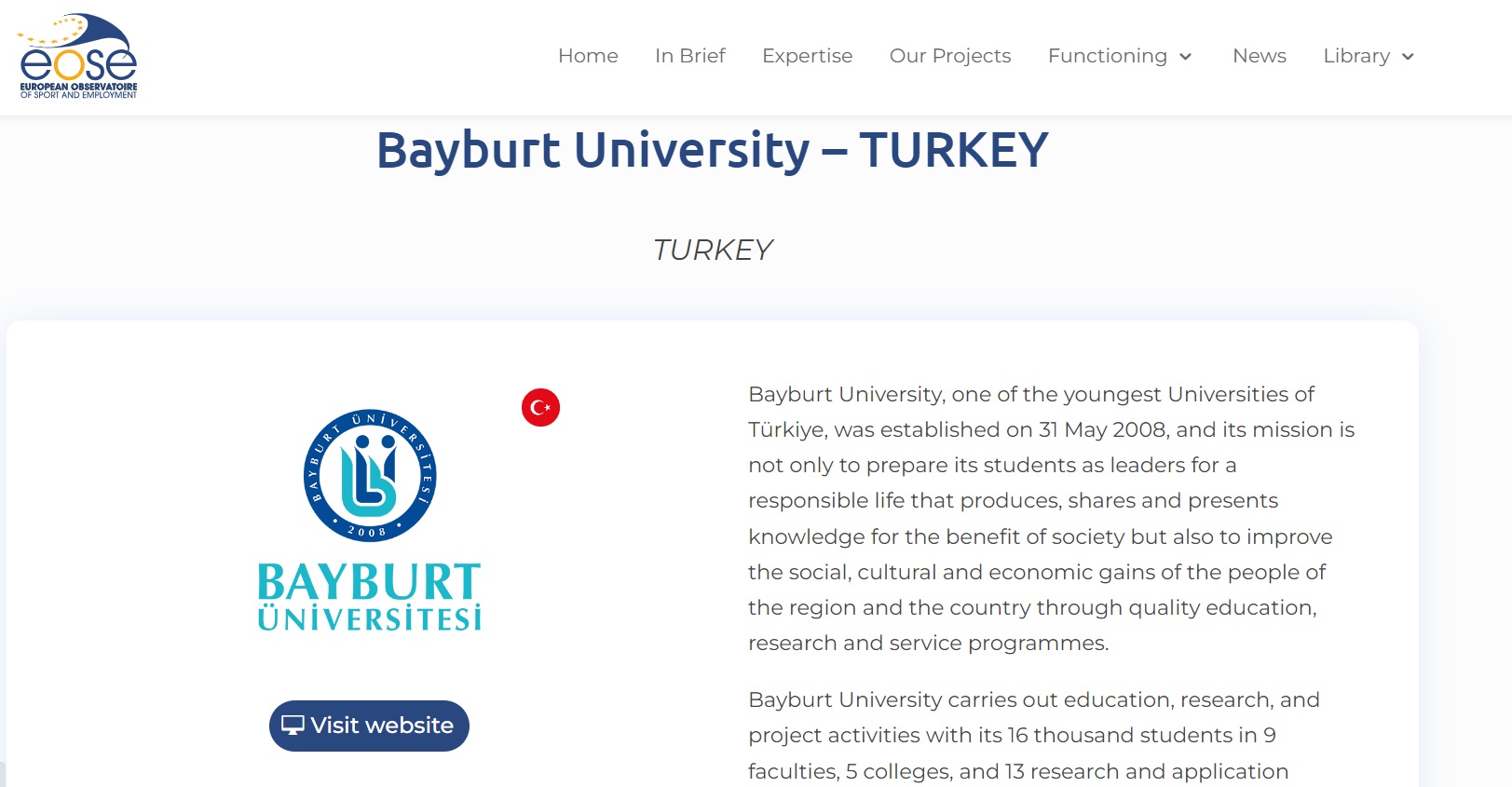 Sporda Uluslararasılaşma Vizyonu: Üniversitemiz Türkiye'nin İlk EOSE Üyesi Oldu